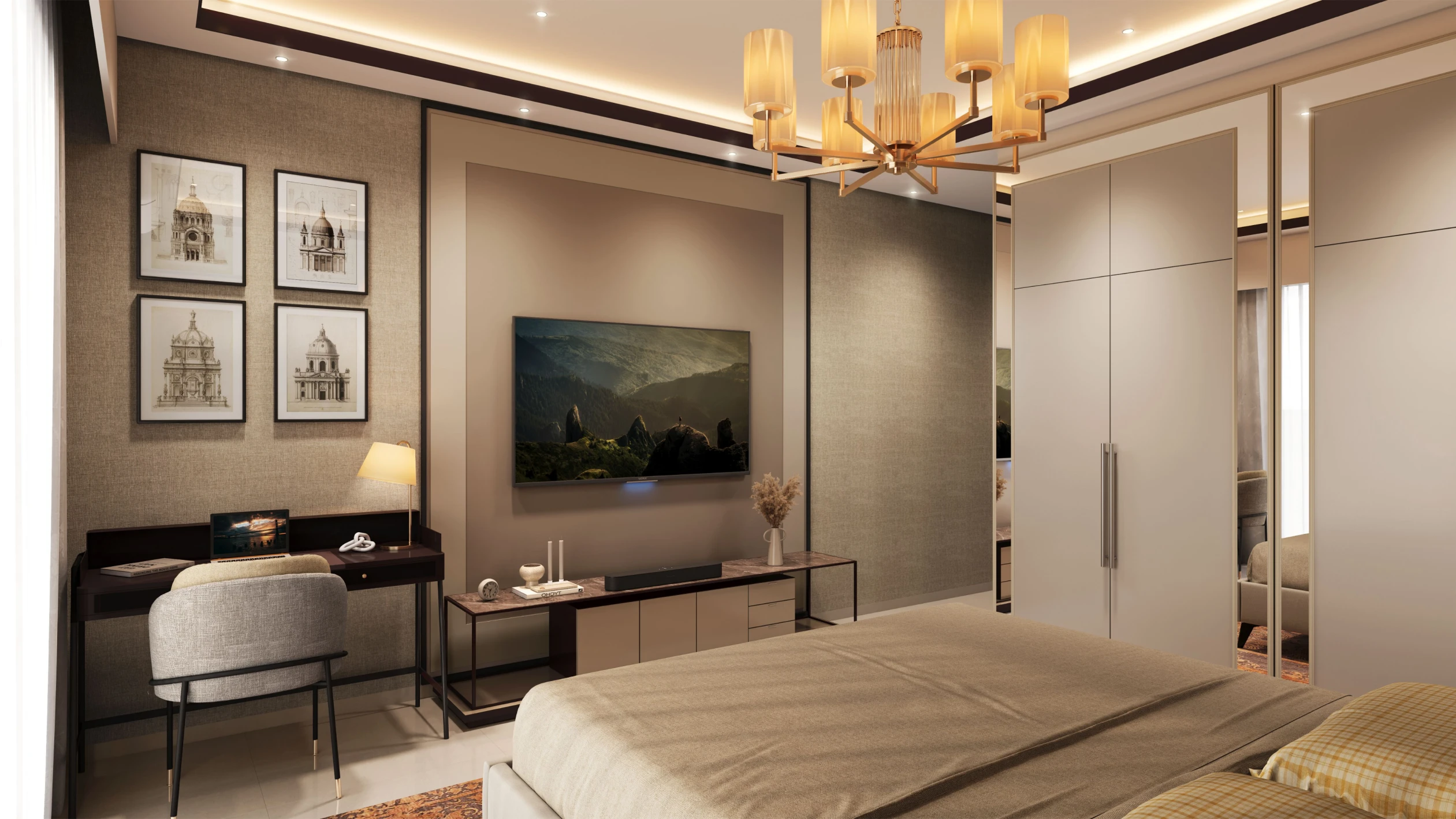Master suite with 11 ft ceilings